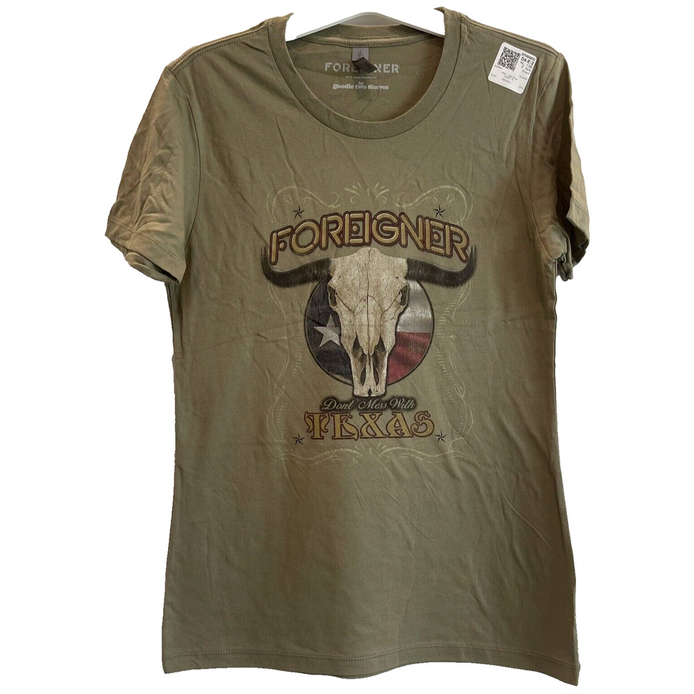 Foreigner "Don't Mess With Texas" Womens T-Shirt Medium Olive Green ✨NEW✨ Soft
